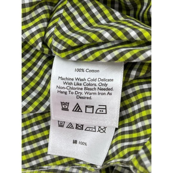 Eddie Bauer Women's Button Down Collar Shirt Green Checker Medium 100% Cotton - Picture 9 of 10